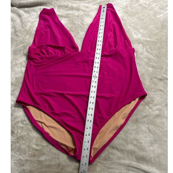 J.Crew One Piece Swimsuit Women's Plus 24 Fuchsia Pink V-Neck Sleeveless NWT - Picture 8 of 10